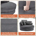 Les fauteuils baquets pivotants créent un espace de vie détendu et confortable.