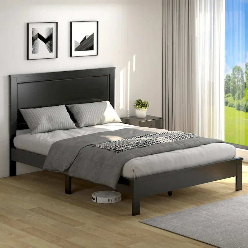 Twin/Full/Queen Size Bed Frame Platform Slat High Headboard