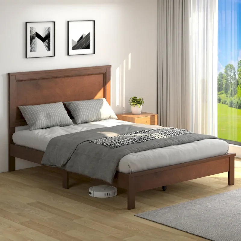 Twin/Full/Queen Size Bed Frame Platform Slat High Headboard