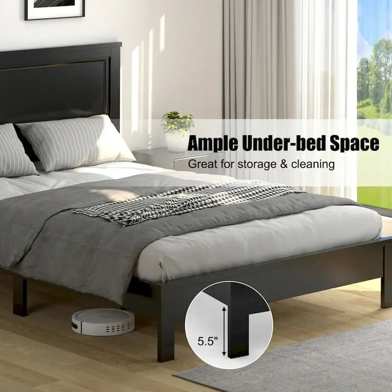 Twin/Full/Queen Size Bed Frame Platform Slat High Headboard