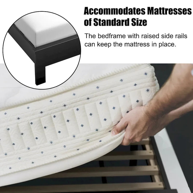 Twin/Full/Queen Size Bed Frame Platform Slat High Headboard