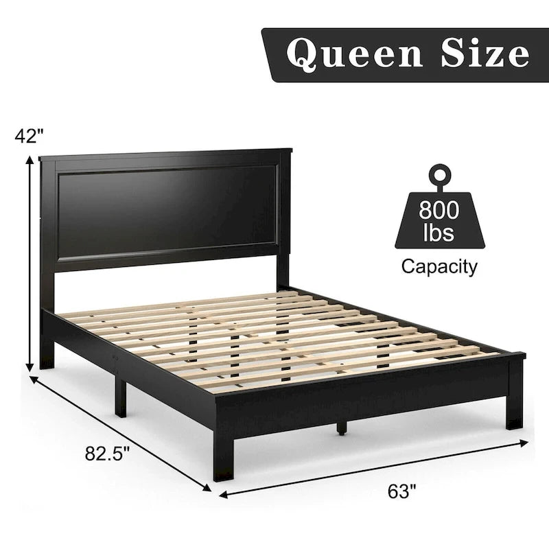 Twin/Full/Queen Size Bed Frame Platform Slat High Headboard