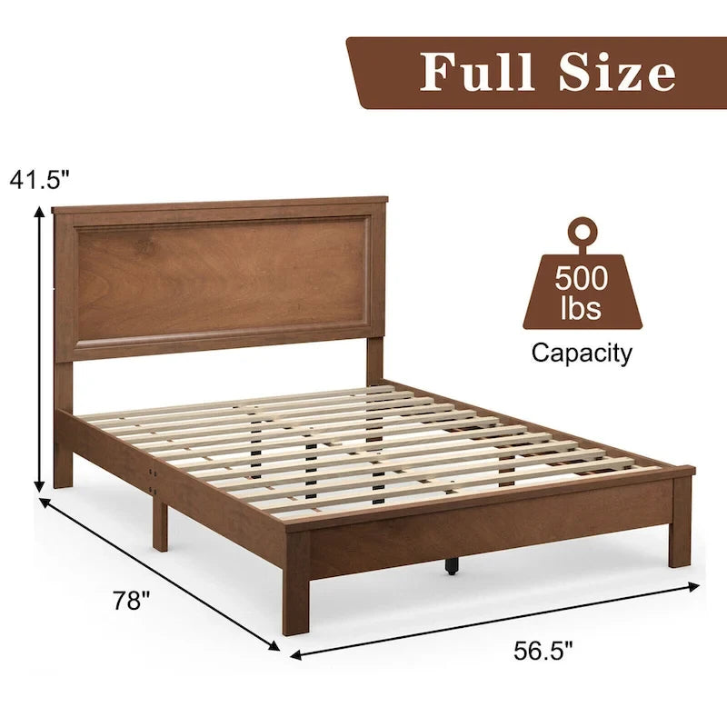 Twin/Full/Queen Size Bed Frame Platform Slat High Headboard