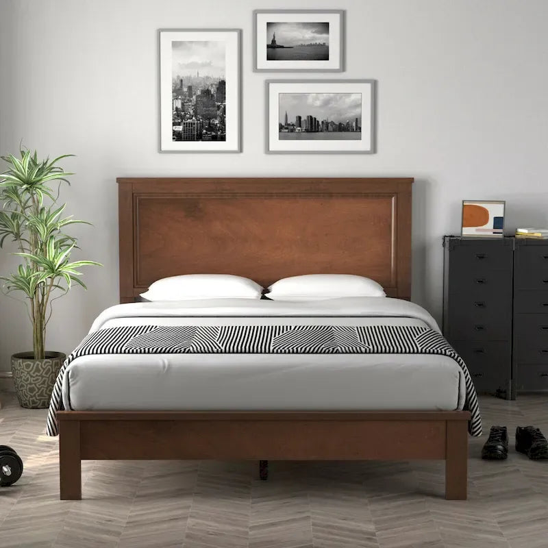 Twin/Full/Queen Size Bed Frame Platform Slat High Headboard
