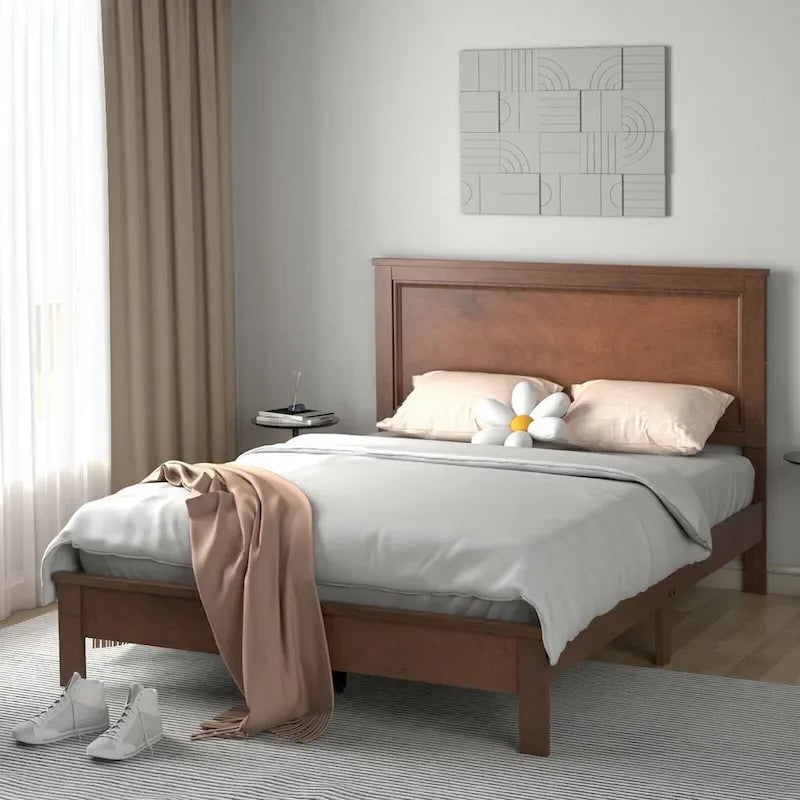 Twin/Full/Queen Size Bed Frame Platform Slat High Headboard