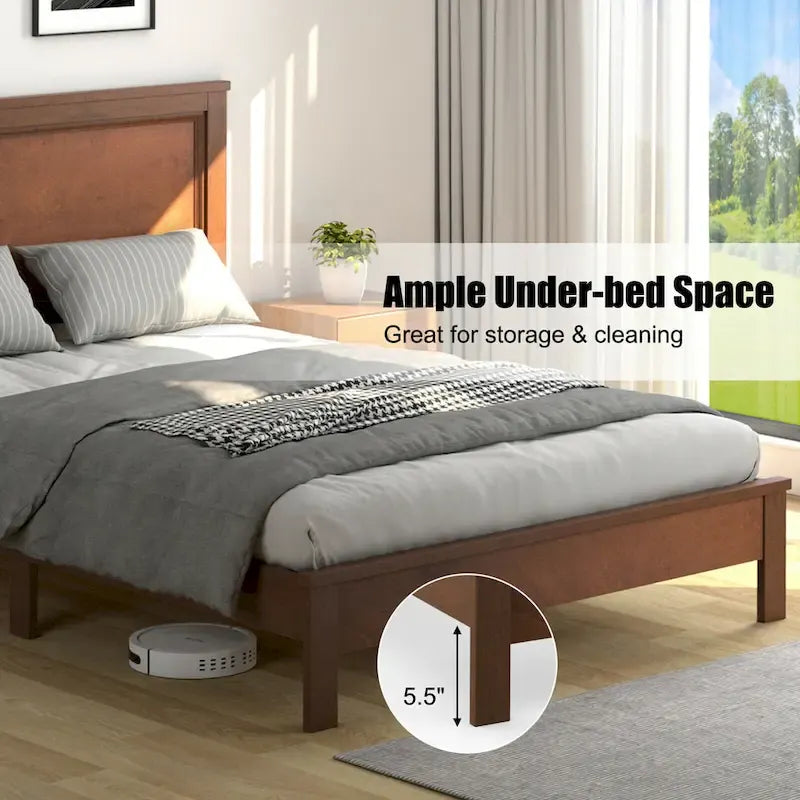 Twin/Full/Queen Size Bed Frame Platform Slat High Headboard