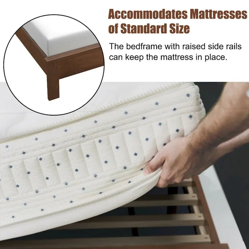 Twin/Full/Queen Size Bed Frame Platform Slat High Headboard