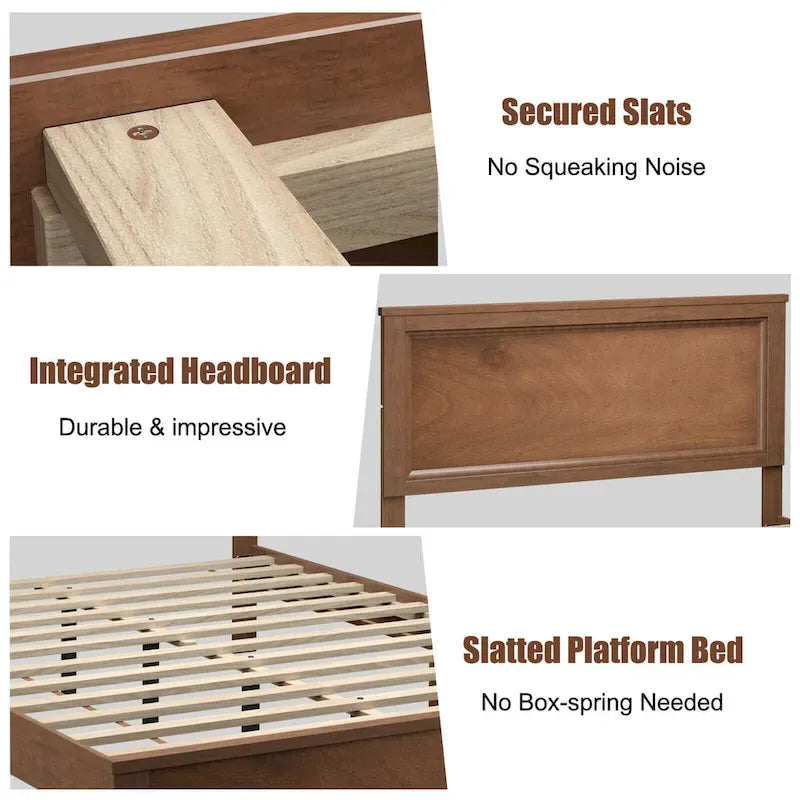 Twin/Full/Queen Size Bed Frame Platform Slat High Headboard