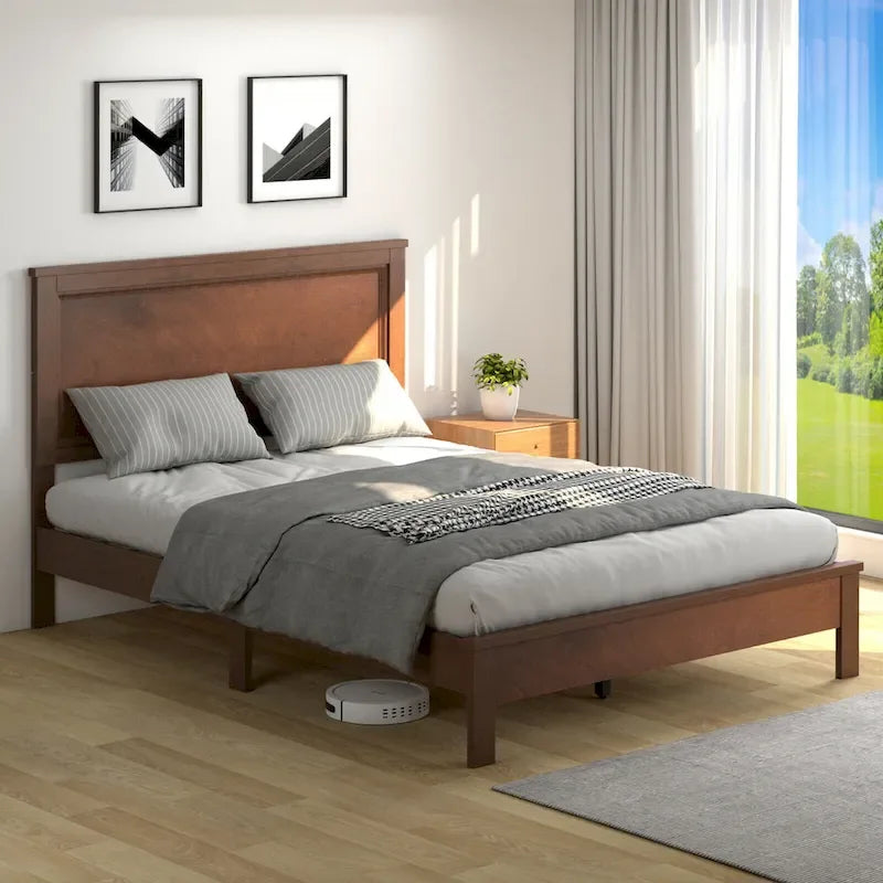 Twin/Full/Queen Size Bed Frame Platform Slat High Headboard