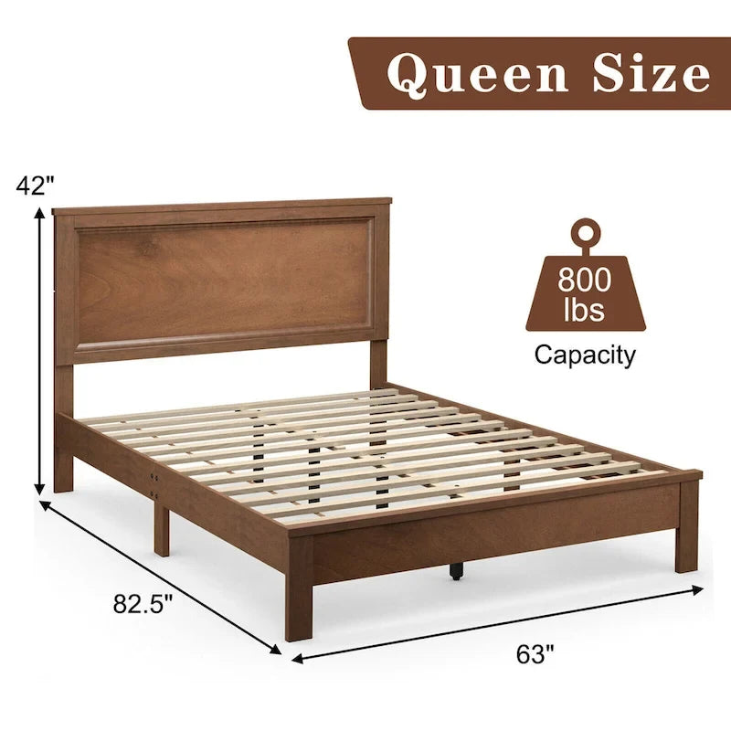 Twin/Full/Queen Size Bed Frame Platform Slat High Headboard