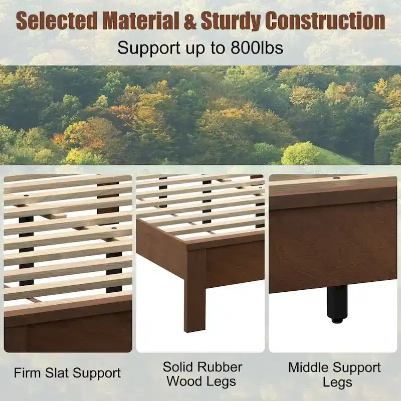 Twin/Full/Queen Size Bed Frame Platform Slat High Headboard