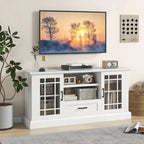 Meuble TV de style rustique pour téléviseurs jusqu'à 70 po, avec portes vitrées