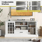 Meuble TV de style rustique pour téléviseurs jusqu'à 70 po, avec portes vitrées