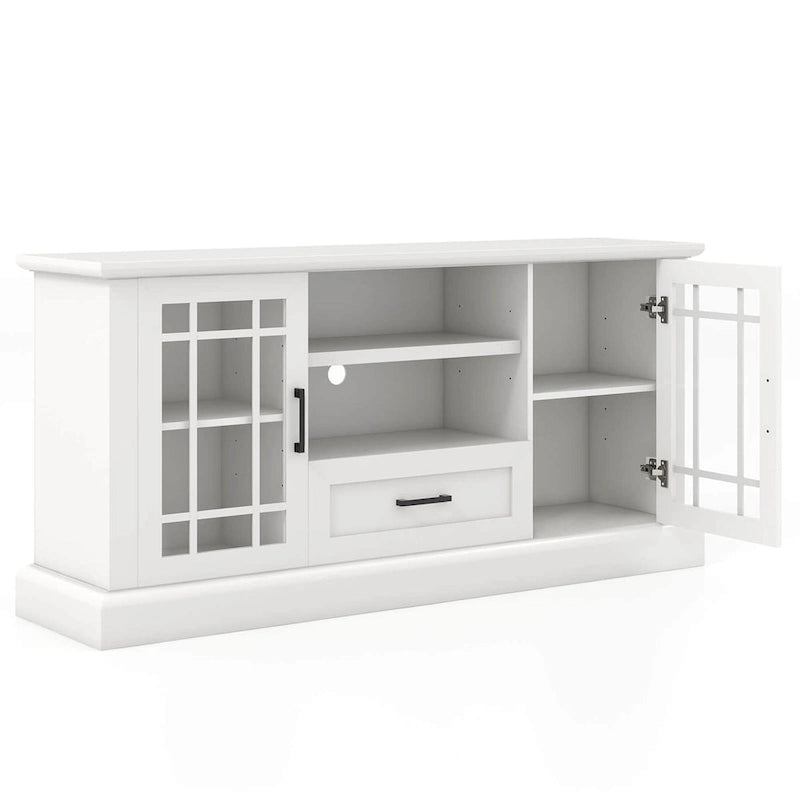 Farmhouse TV Stand for TVs up to 70 Media Center w/Glass Doors