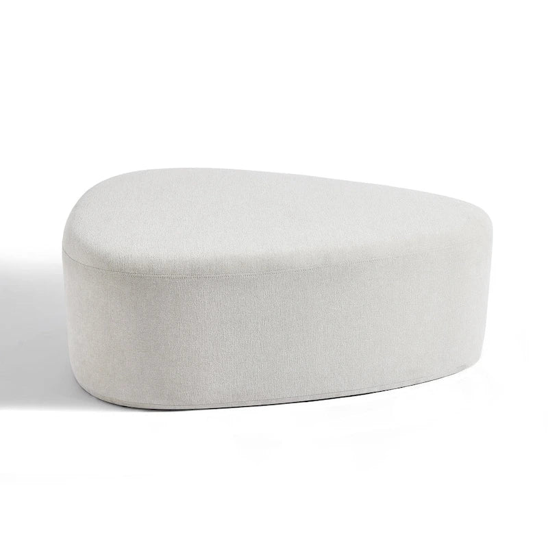 43 Rounded Triangle Upholstered Ottoman, Oversize Fabric Ottoman Footstool