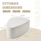 Ottoman rembourré en triangle arrondi de 43 po, grand pouf en tissu