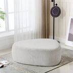 Ottoman rembourré en triangle arrondi de 43 po, grand pouf en tissu