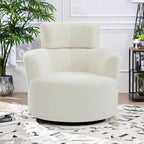 Fauteuil pivotant en polyester avec rotation à 360°, appui-tête réglable et revêtement en polaire berbère - Capacité de 145 kg