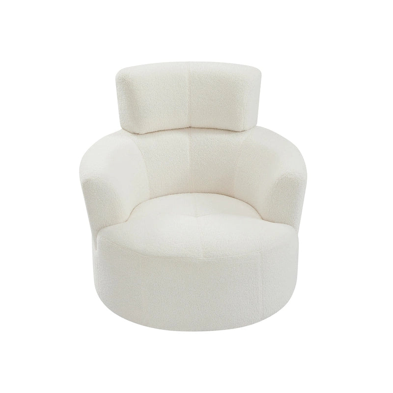 Polyester Barrel Swivel Chair with 360 Rotation, and Adjustable Headrest & Berber Fleece Upholstery - 320lb Capacity