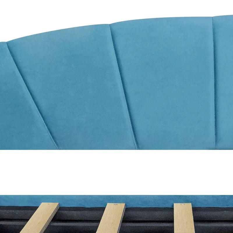 Twin Velvet Daybed with Drawers & Wood Slats
