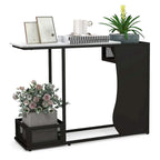 Table console 43.5 po avec plateau effet marbre et 2 espaces de rangement - Voir détails