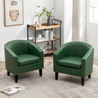 KINWELL 29 PU Faux Leather Club Armchair with Nailheads, Set of 2