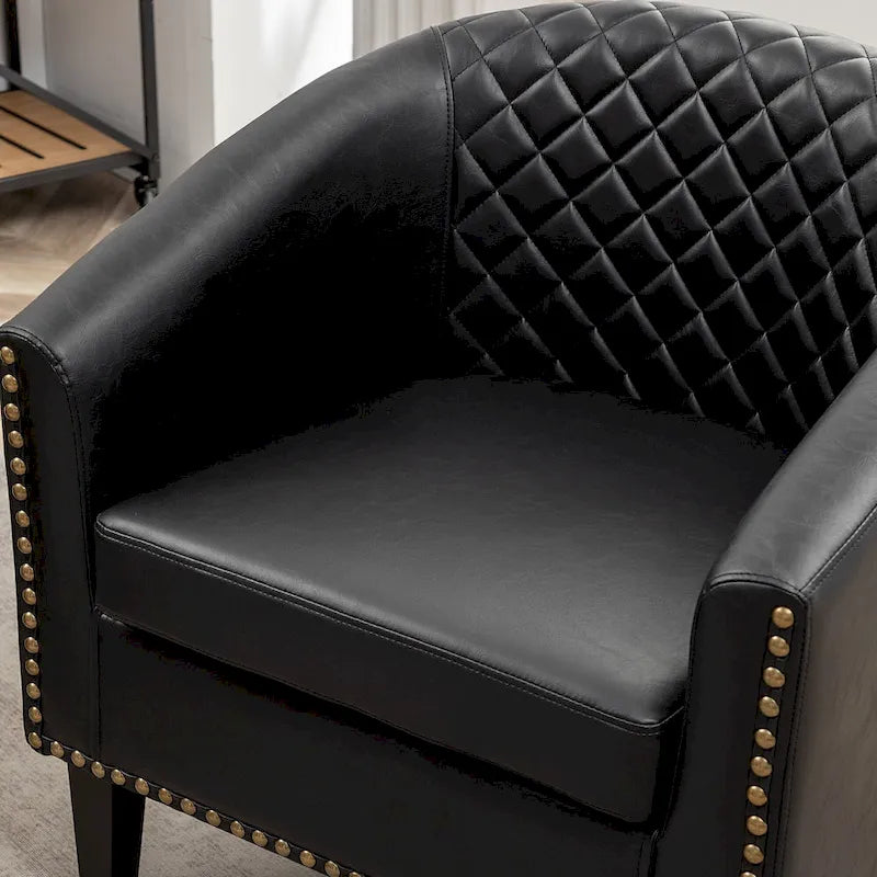 29 PU Faux Leather Club Armchair with Nailheads, Set of 2