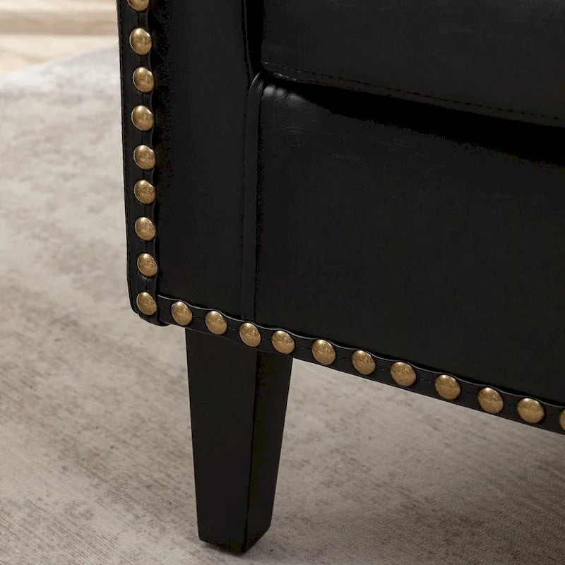 29 PU Faux Leather Club Armchair with Nailheads, Set of 2