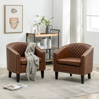 Fauteuil de club en similicuir avec clous décoratifs, 29 po, ensemble de 2