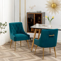 Modern Boucle Velvet Upholstered Accent Dining Chair Set of 2 Tufted Back Armless Chair with Golden Legs