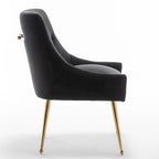 Lot de 2 chaises de salle à manger d'appoint modernes sans accoudoirs en velours bouclé avec dossier capitonné et pieds dorés