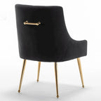Lot de 2 chaises de salle à manger d'appoint modernes sans accoudoirs en velours bouclé avec dossier capitonné et pieds dorés