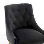 Lot de 2 chaises de salle à manger d'appoint modernes sans accoudoirs en velours bouclé avec dossier capitonné et pieds dorés