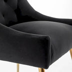 Lot de 2 chaises de salle à manger d'appoint modernes sans accoudoirs en velours bouclé avec dossier capitonné et pieds dorés