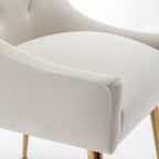 Lot de 2 chaises de salle à manger d'appoint modernes sans accoudoirs en velours bouclé avec dossier capitonné et pieds dorés