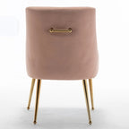 Lot de 2 chaises de salle à manger d'appoint modernes sans accoudoirs en velours bouclé avec dossier capitonné et pieds dorés