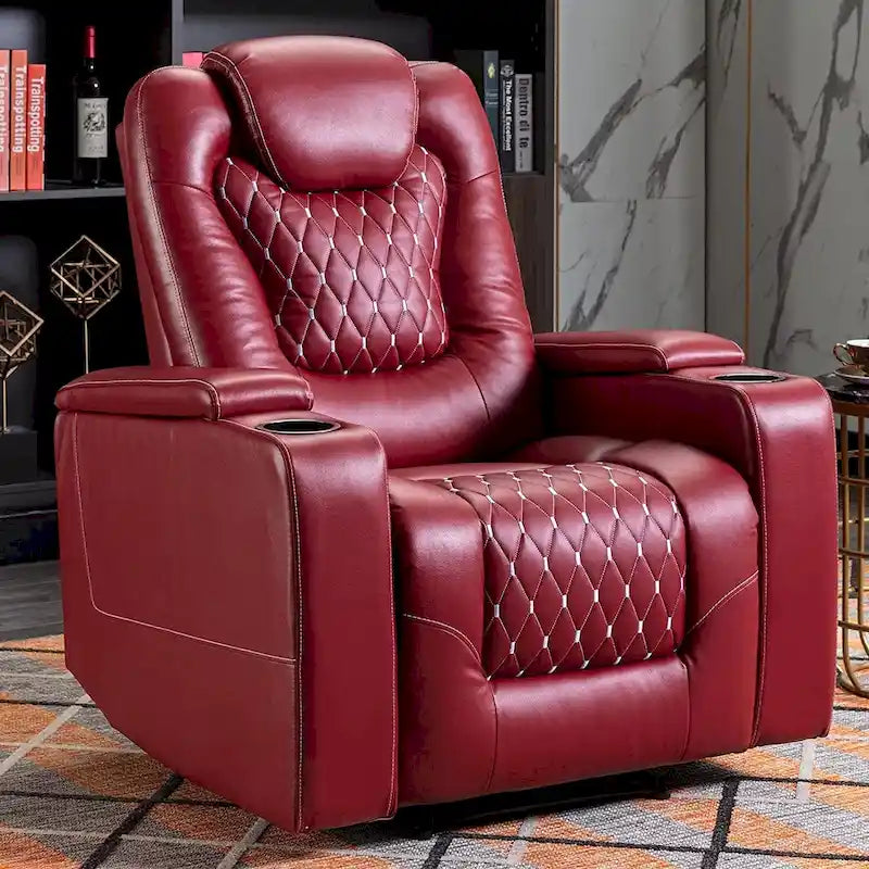 Electric Home Theater Overstuffed Single Reclining Sofa with Hidden Arm Storage