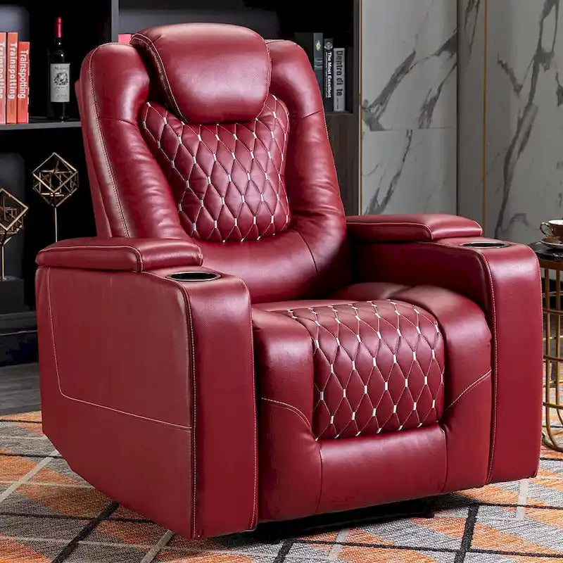 Electric Home Theater Overstuffed Single Reclining Sofa with Hidden Arm Storage