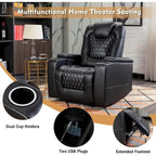 Canapé inclinable simple surdimensionné de cinéma maison électrique avec rangement dissimulé dans les accoudoirs
