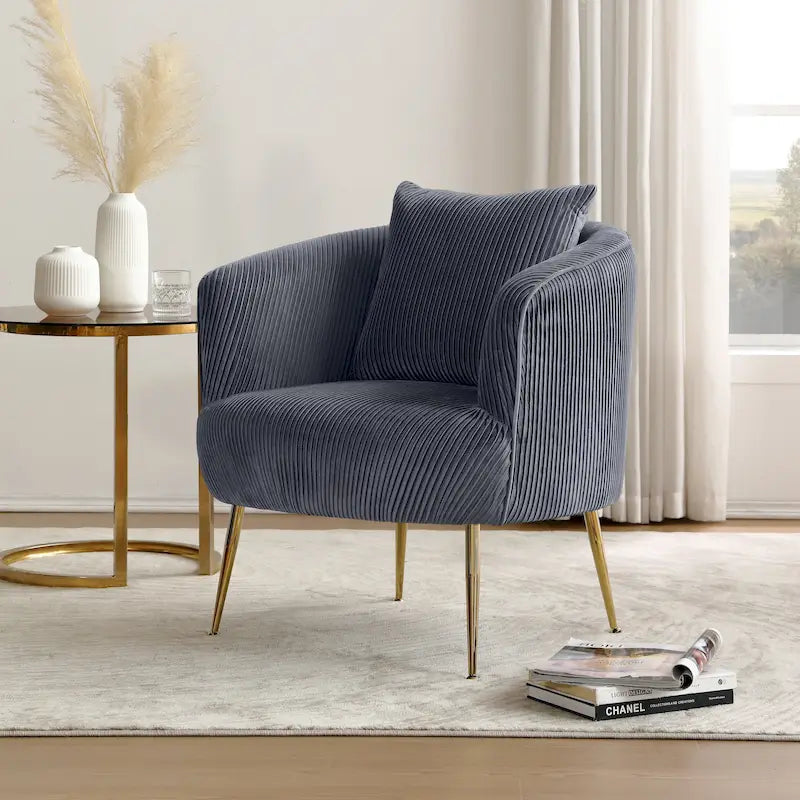 Modern Velvet Accent Barrel Chair