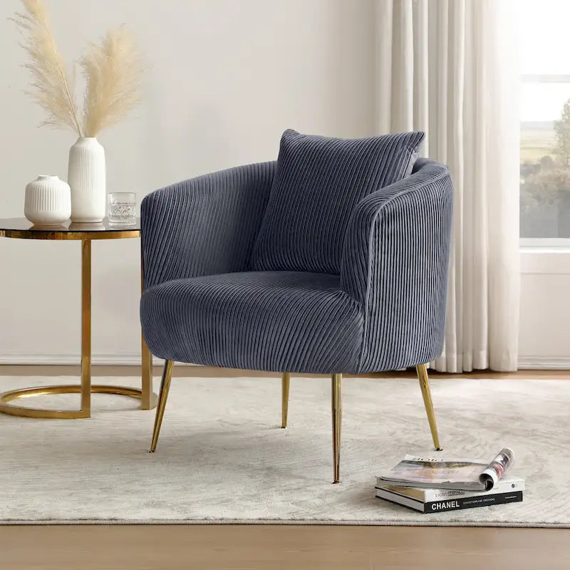 Modern Velvet Accent Barrel Chair