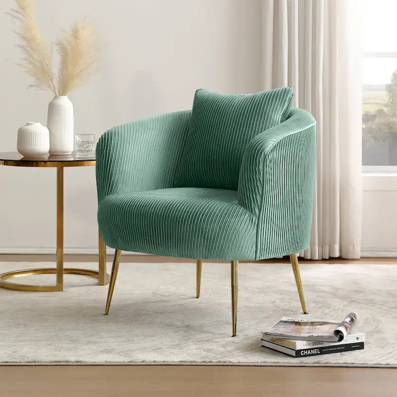 Modern Velvet Accent Barrel Chair