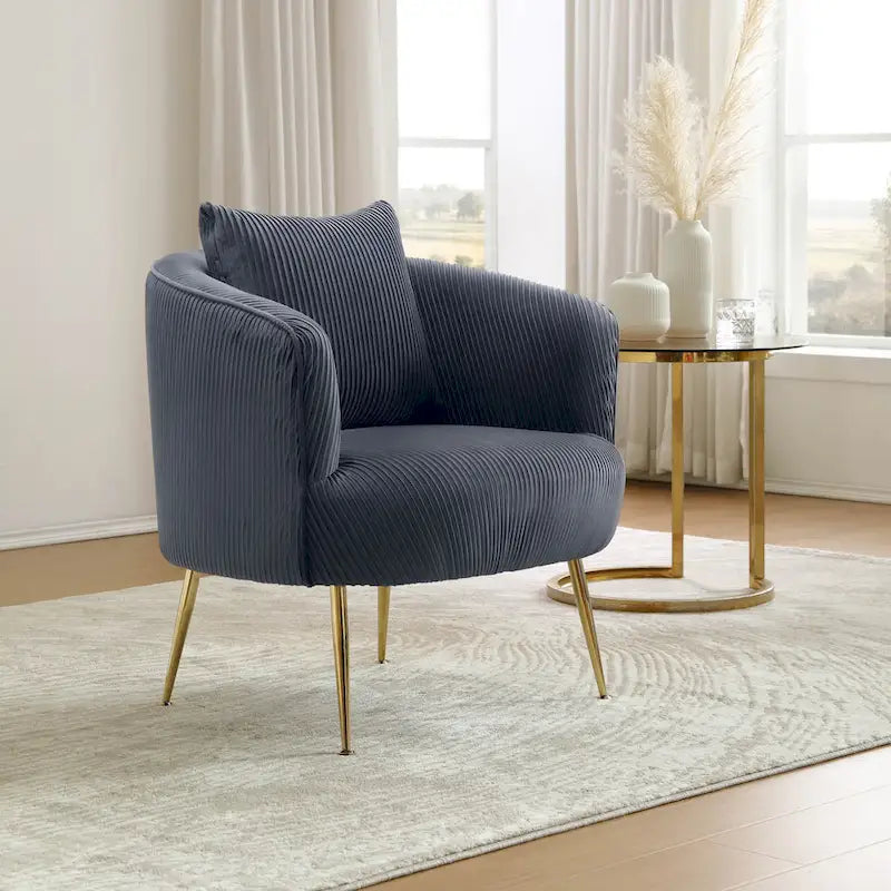 Modern Velvet Accent Barrel Chair