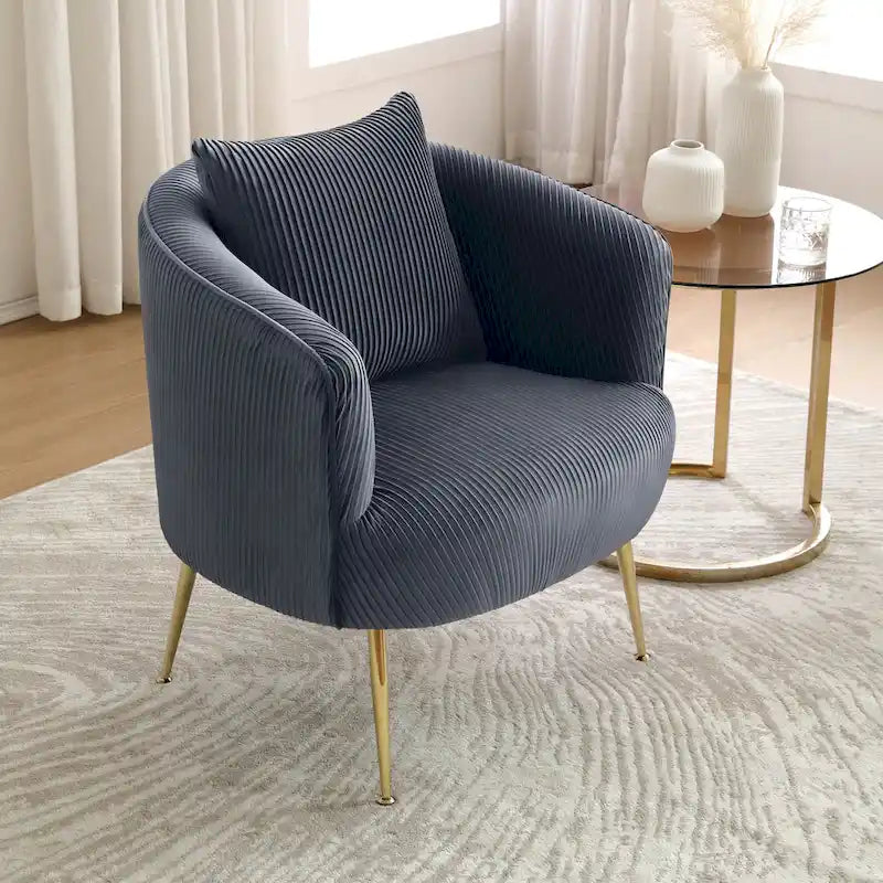 Modern Velvet Accent Barrel Chair