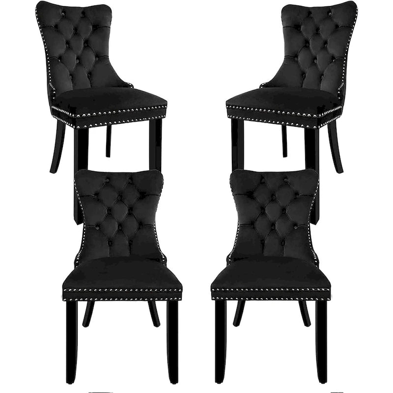 Dining Chairs Set of 6, Luxury Upholstered Velvet Kitchen Chairs Side Chair with Padded Seat Back and Solid Wood Legs