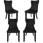 Lot de 6 chaises de salle à manger de luxe, chaises de cuisine rembourrées en velours avec dossier et assise rembourrés et pieds en bois massif.