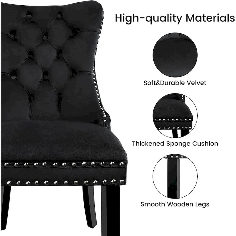 Dining Chairs Set of 6, Luxury Upholstered Velvet Kitchen Chairs Side Chair with Padded Seat Back and Solid Wood Legs