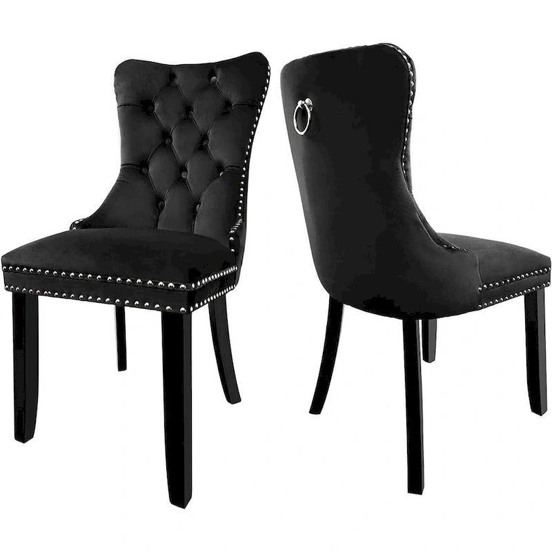 Dining Chairs Set of 6, Luxury Upholstered Velvet Kitchen Chairs Side Chair with Padded Seat Back and Solid Wood Legs