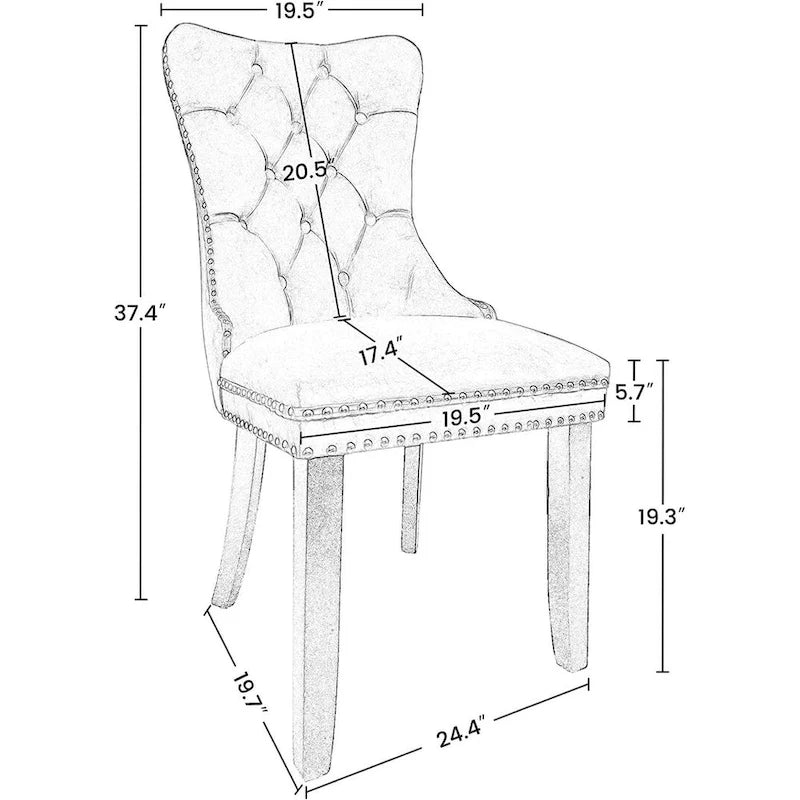 Dining Chairs Set of 6, Luxury Upholstered Velvet Kitchen Chairs Side Chair with Padded Seat Back and Solid Wood Legs