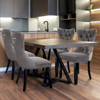 Lot de 6 chaises de salle à manger de luxe, chaises de cuisine rembourrées en velours avec dossier et assise rembourrés et pieds en bois massif.